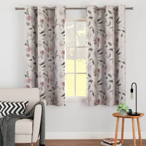 Encasa Homes Window Curtains (6 ft, 2 Panels) I Semi-Blackout 85% Room Darkening I Floral Print on Silver Ground I 6 Eyelets I Sound & Heat Reducing - F1 Neutral