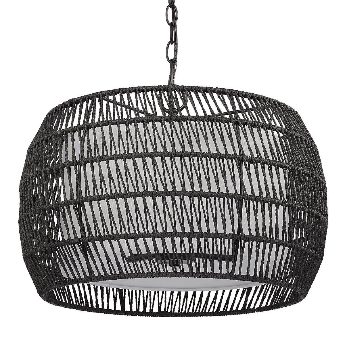 Everly 19 in. 4 Lights Chandelier Black Finish Modern Black Rattan