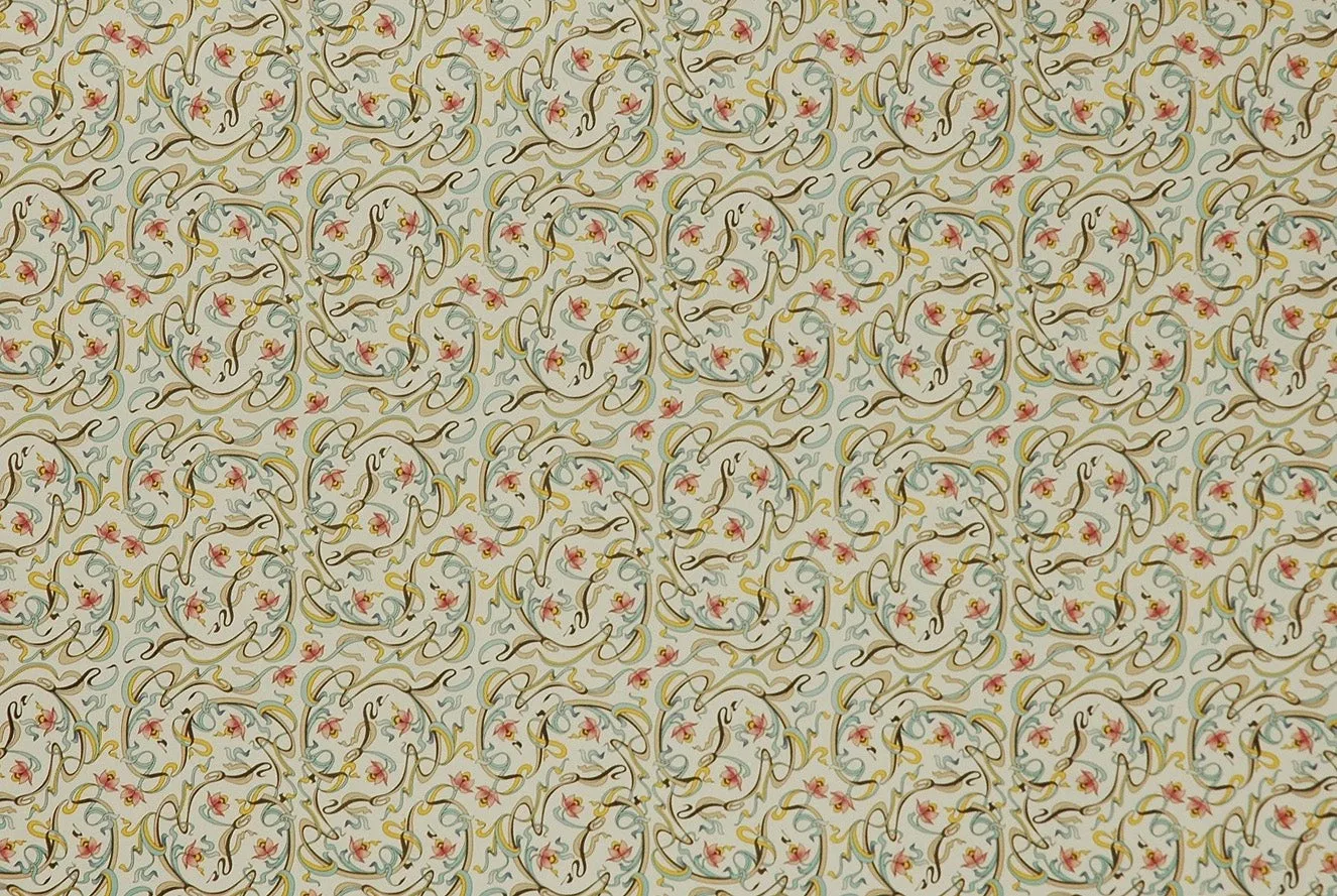 Florentine Print Peach Flower & Vine