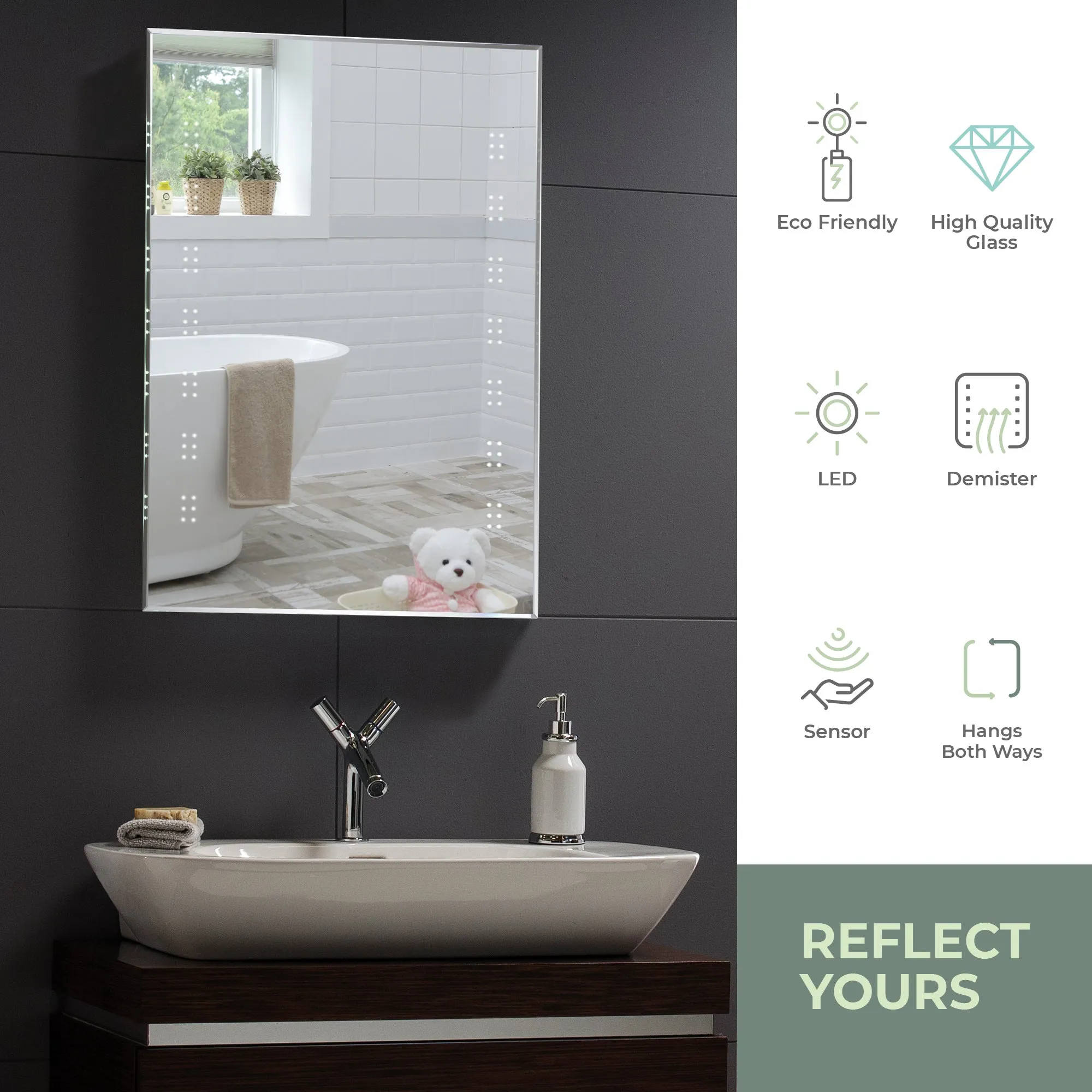 Galaxy LED Illuminated Bathroom Wall Mirror: Size-80Hx60Wx5Dcm YJ2535H