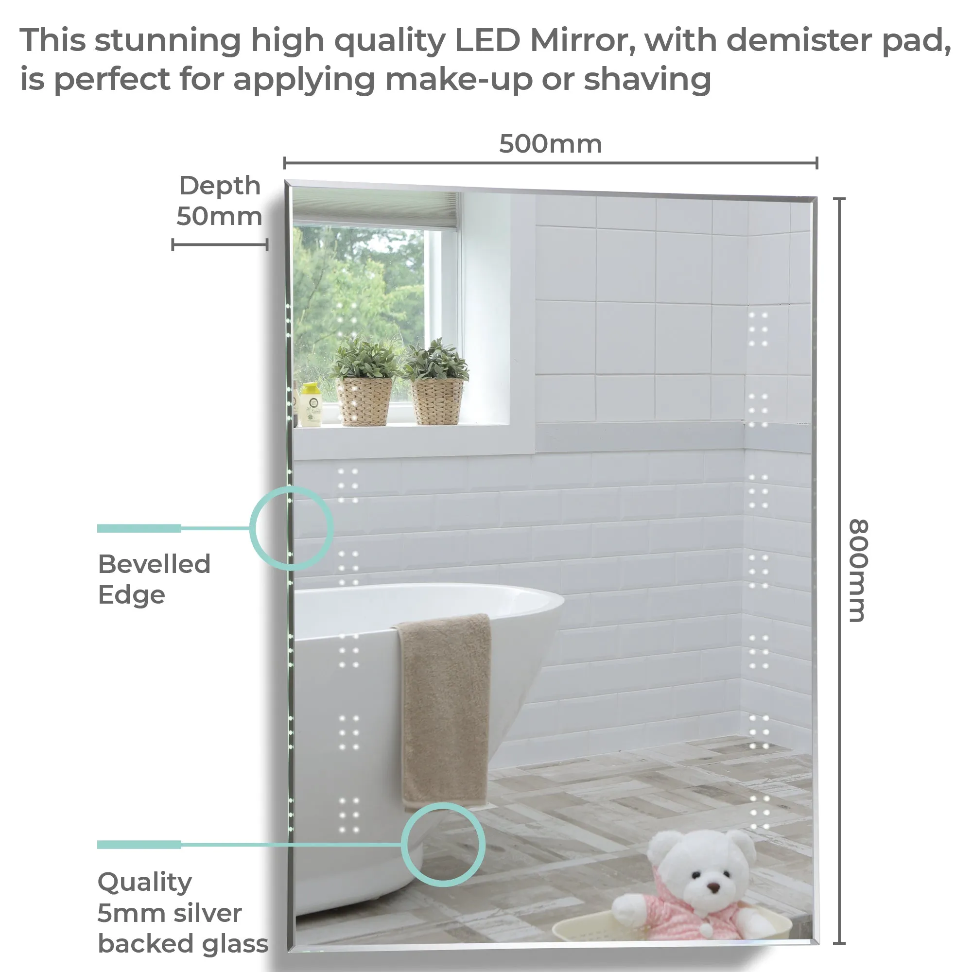 Galaxy LED Illuminated Bathroom Wall Mirror: Size-80Hx60Wx5Dcm YJ2535H