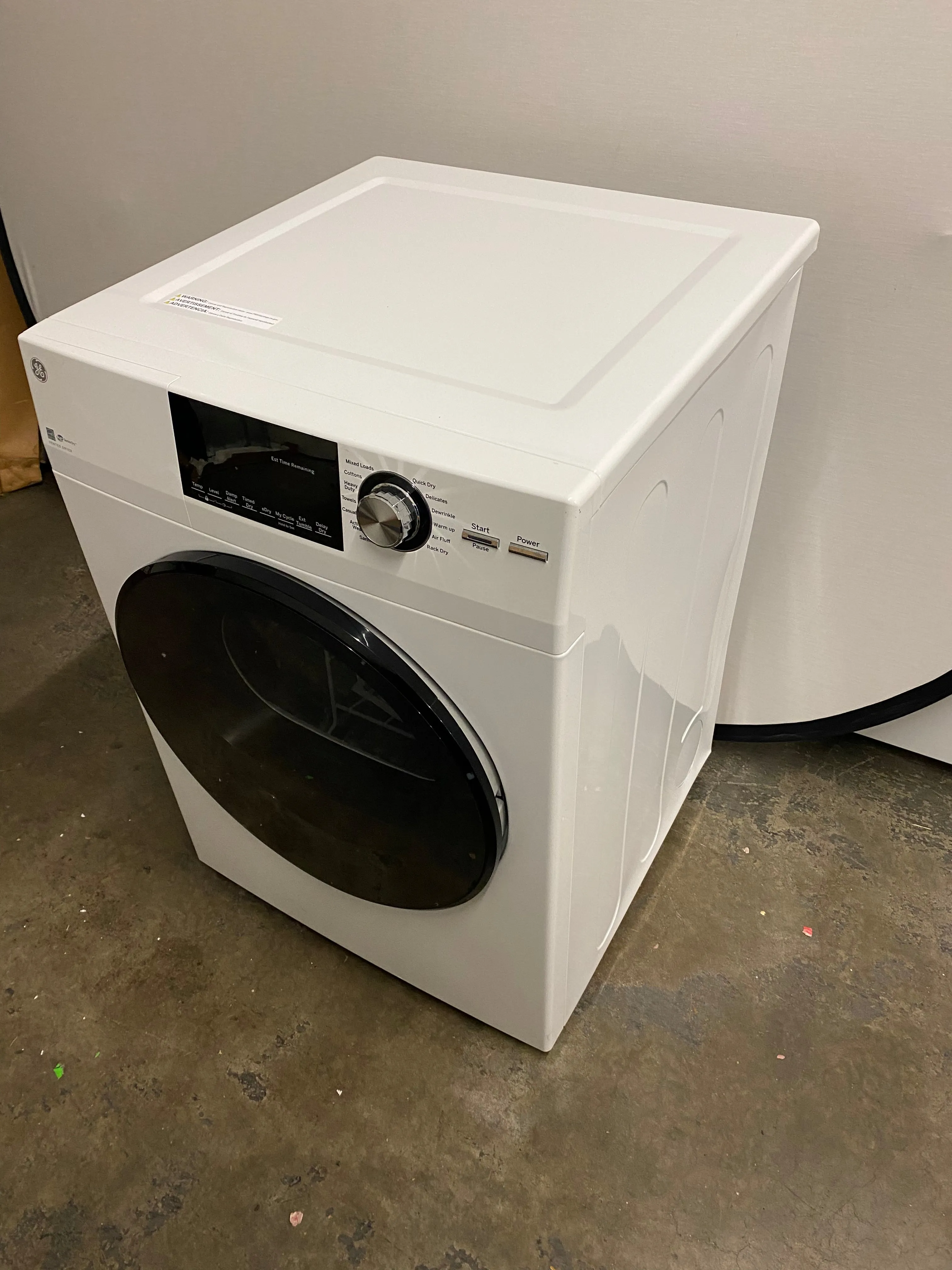 GE GFD14ESSNWW 24 Inch Electric Dryer with 4.3 Cu. Ft. Capacity, 13 Dryer Programs, Sensor Dry, Sanitize, Delay Start, Quick Dry, and Energy Star: White