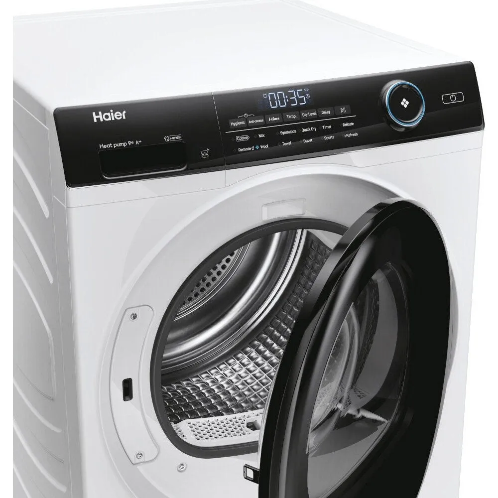 Haier HD90A3959 9kg Heat Pump Condenser Tumble Dryer - 59.5cm Wide - White