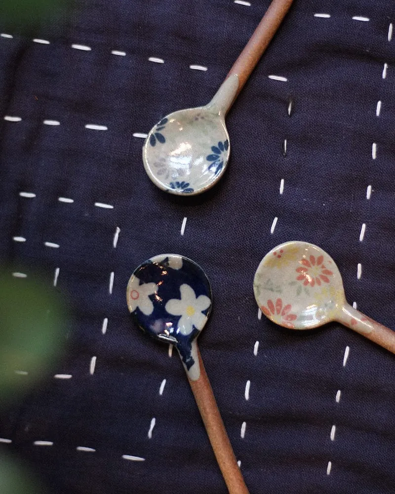 Hand-Painted Spoon, Classic, Yellow and Pink with Green Floral