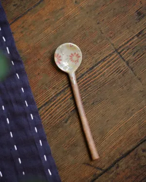 Hand-Painted Spoon, Classic, Yellow and Pink with Green Floral