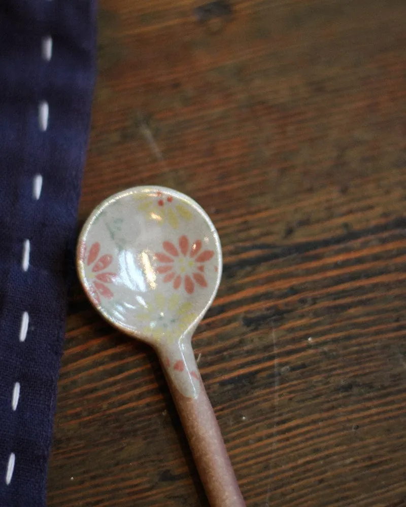 Hand-Painted Spoon, Classic, Yellow and Pink with Green Floral