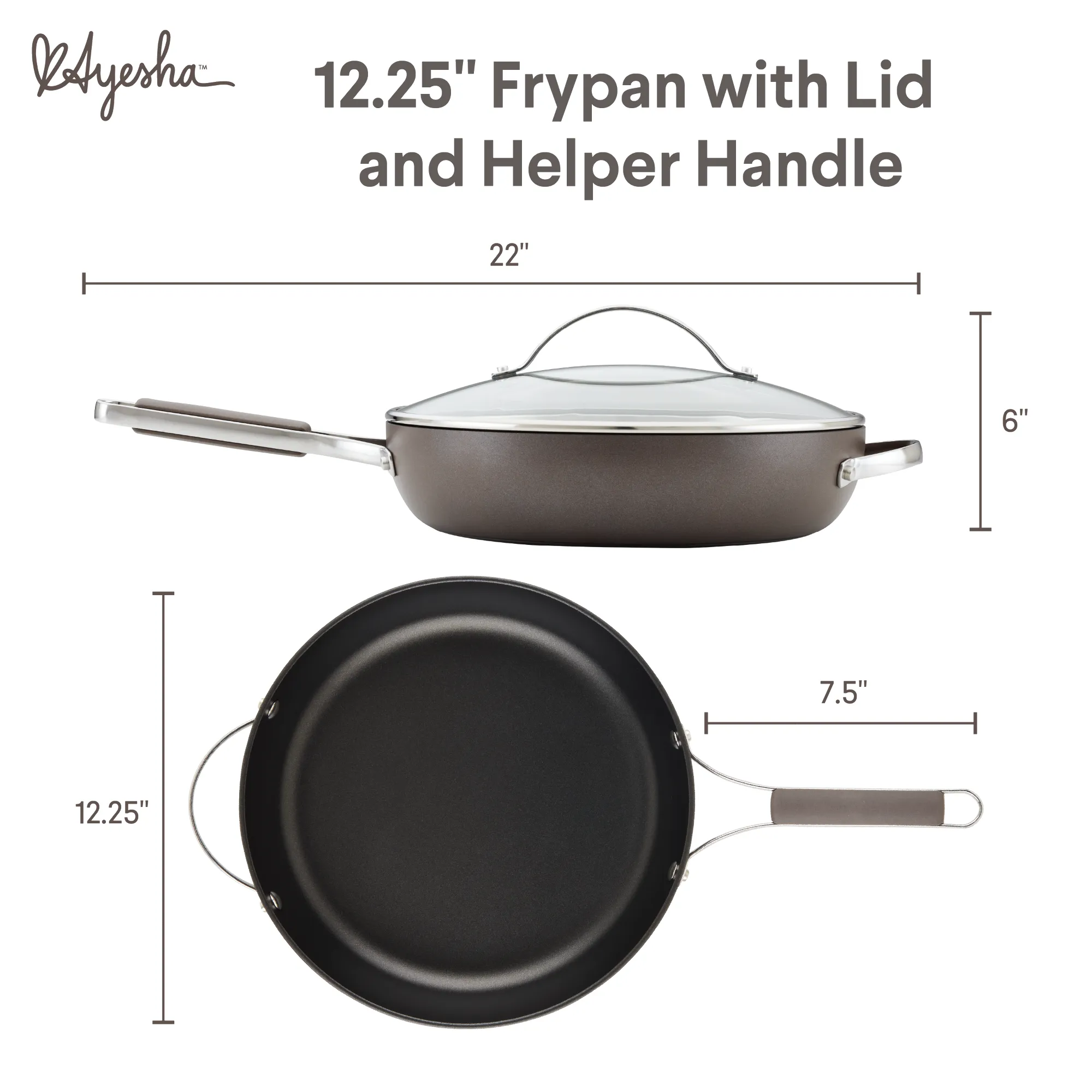 Hard-Anodized Nonstick 12.25" Deep Frying Pan with Helper Handle