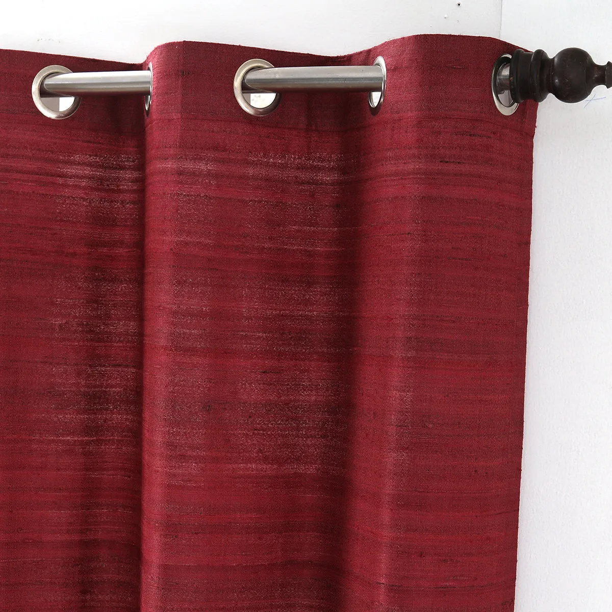 Hickory Silk Solid 2PC Red Curtain Set