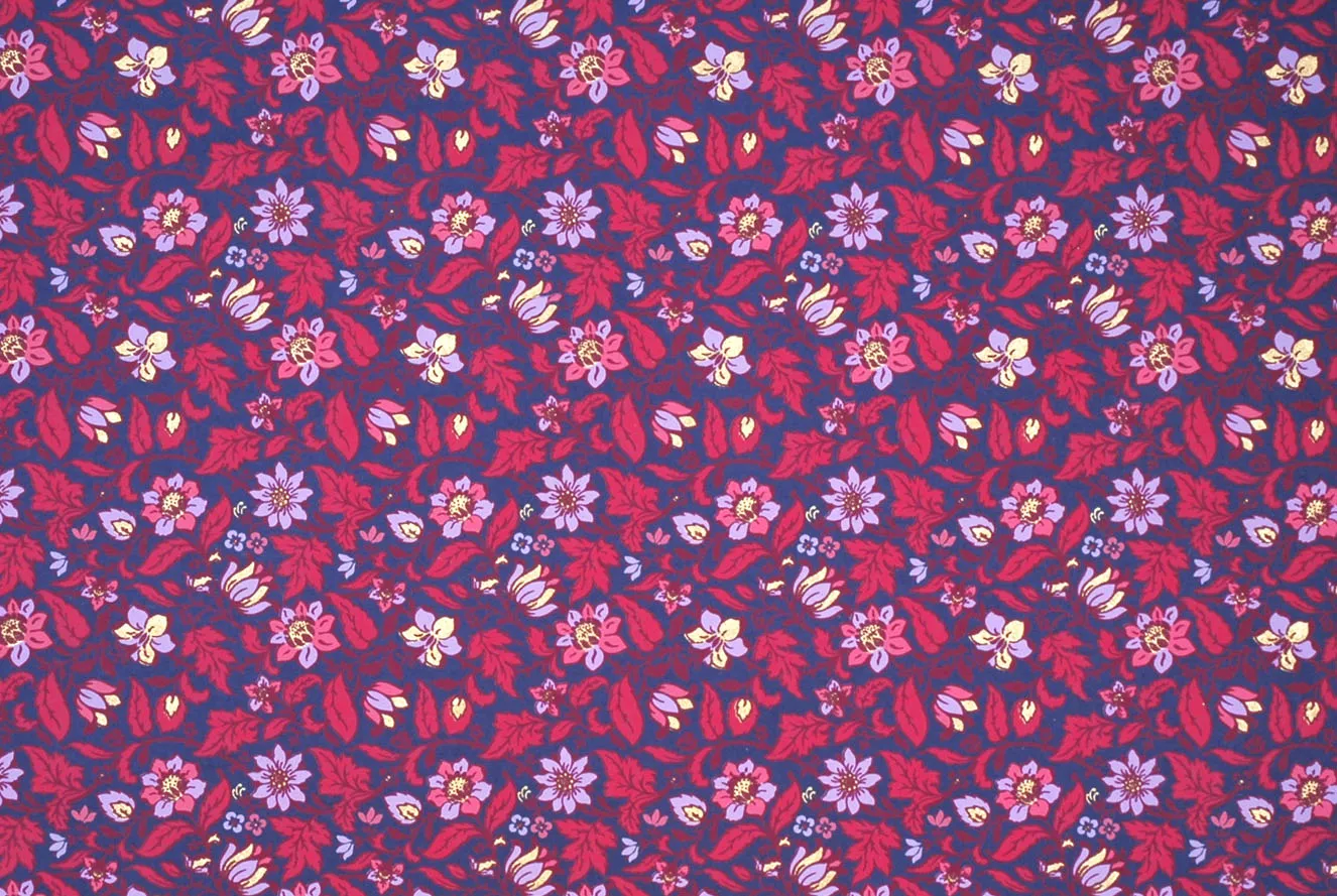 Indian Print Floral Berry & Lilac on Purple