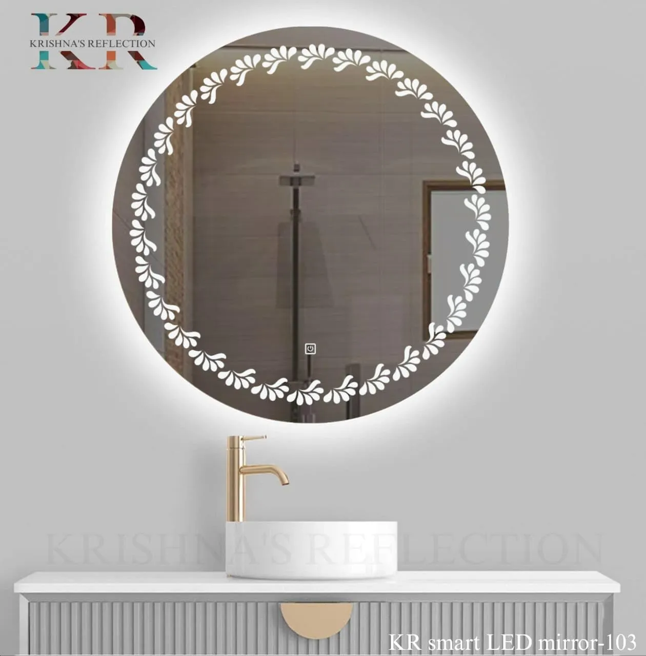 K R KRISHNA'S Reflection Wall Mount Round Touch Sensor LED Light Mirror Glass (Warm White, Natural White,( 24" x 24"INCH )