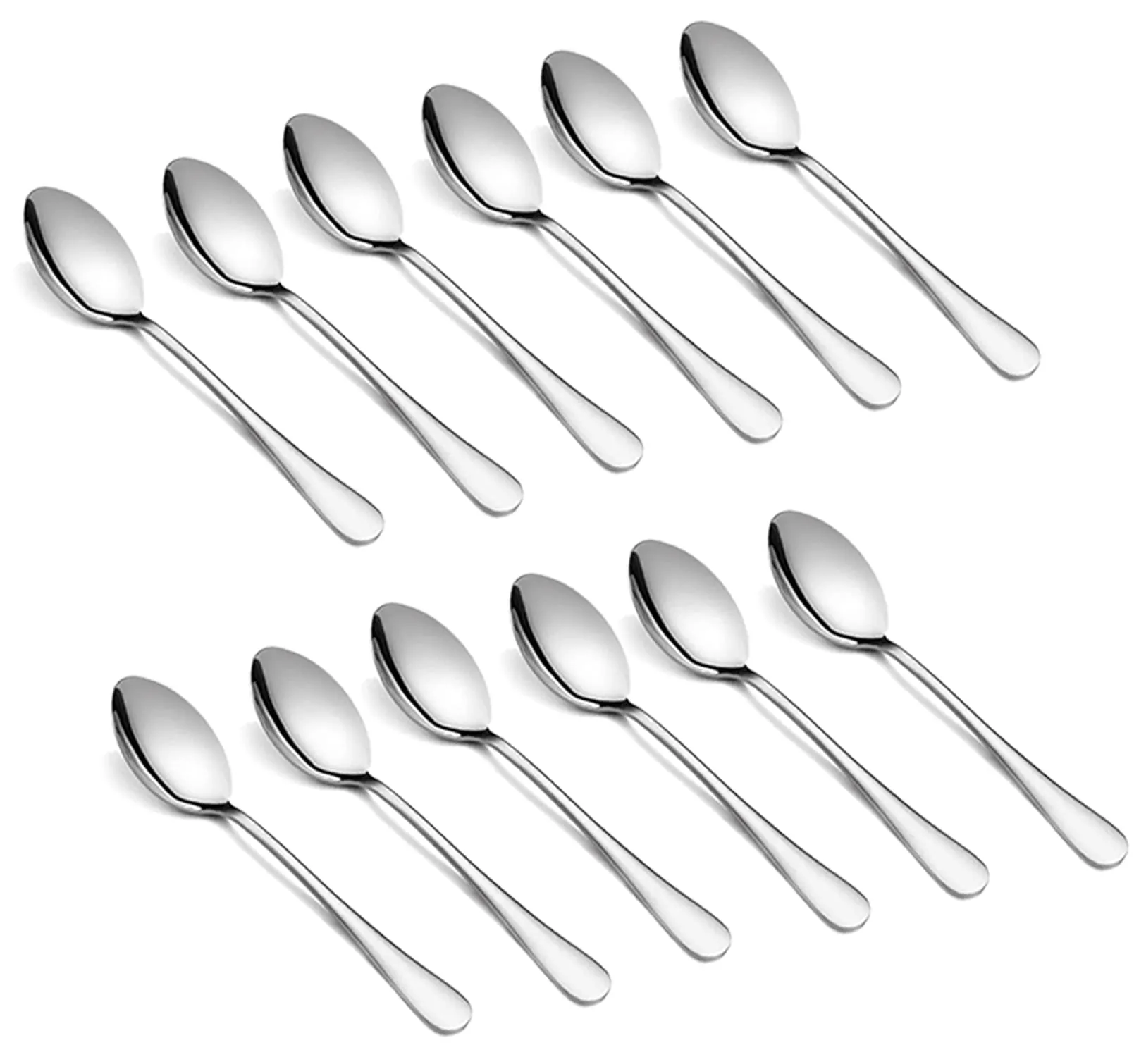 Kuber Industries 12 Pieces Stainless Steel Dinner Spoons, Extra-Fine Mercury Dessert Spoon for Home, Kitchen or Restaurant (Silver)-KUBMART15671