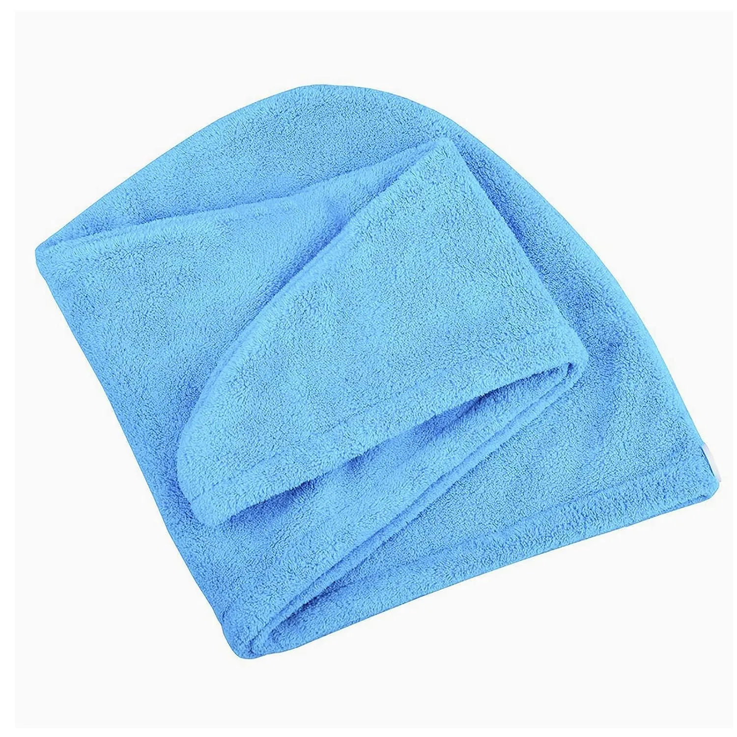 Kuber Industries Hair Wrapper | Hair-Drying Bathrobe Towel | Microfiber Towel | Quick Absorbent Hair Dry Towel | Hair Towel Wrap Cap | Salon Towel | Pack of 2 | Sky Blue