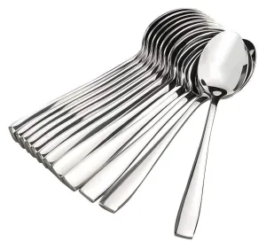 Kuber Industries Stainless Steel Cutlery Spoons Set with Plastic Handle, Set of 12 (Silver)-HS43KUBMART26196