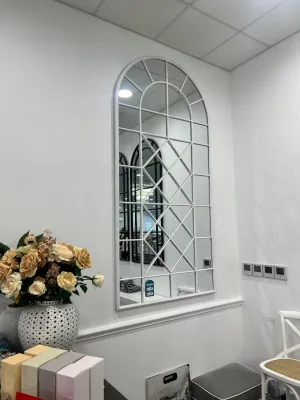 Large Iron Arch Mirror White