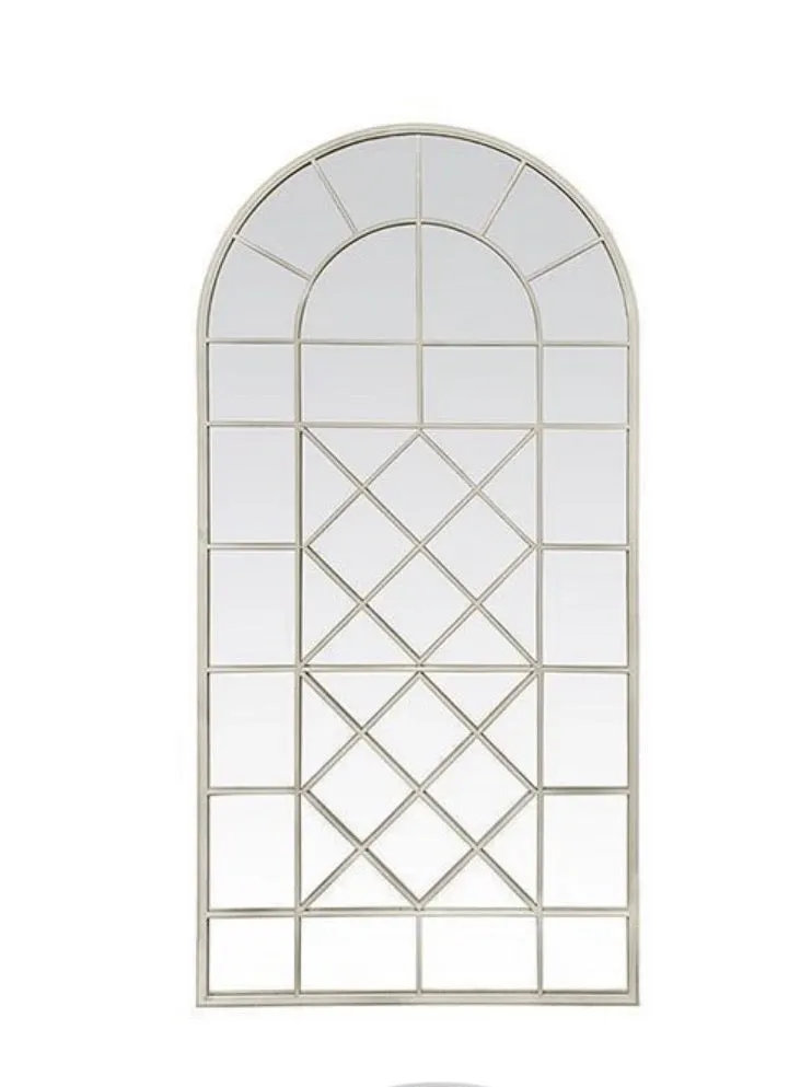 Large Iron Arch Mirror White