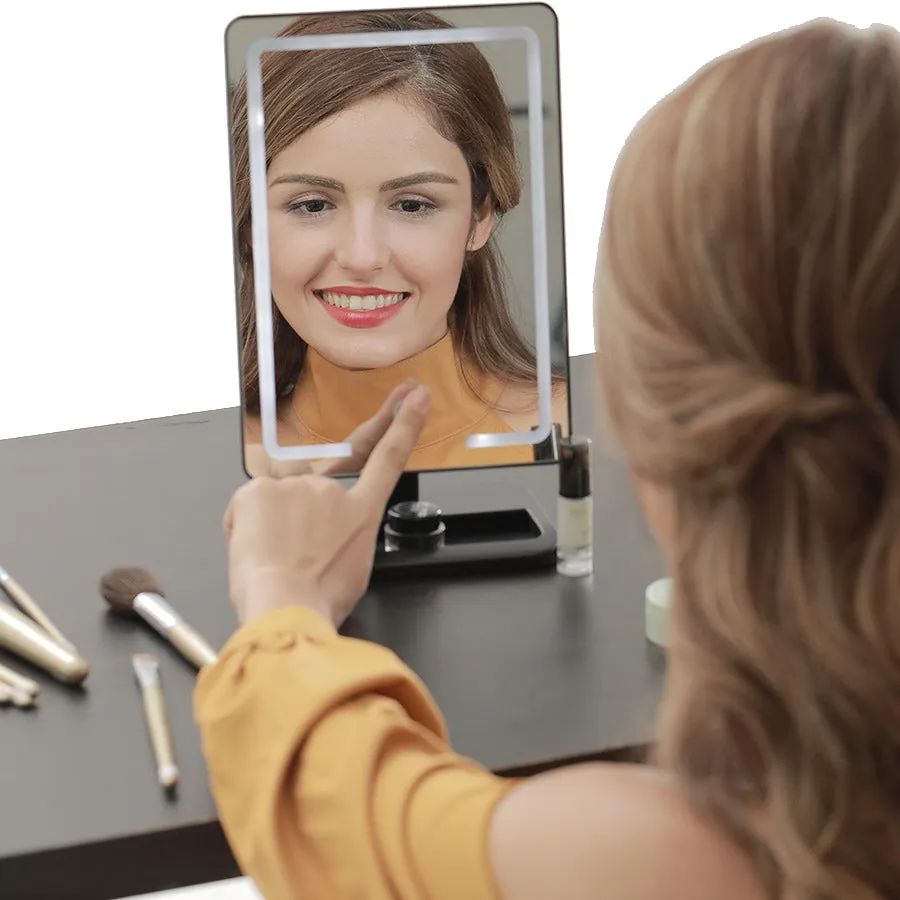 LED Lighted Desktop Makeup Vanity Mirror - 1X/10X Magnification