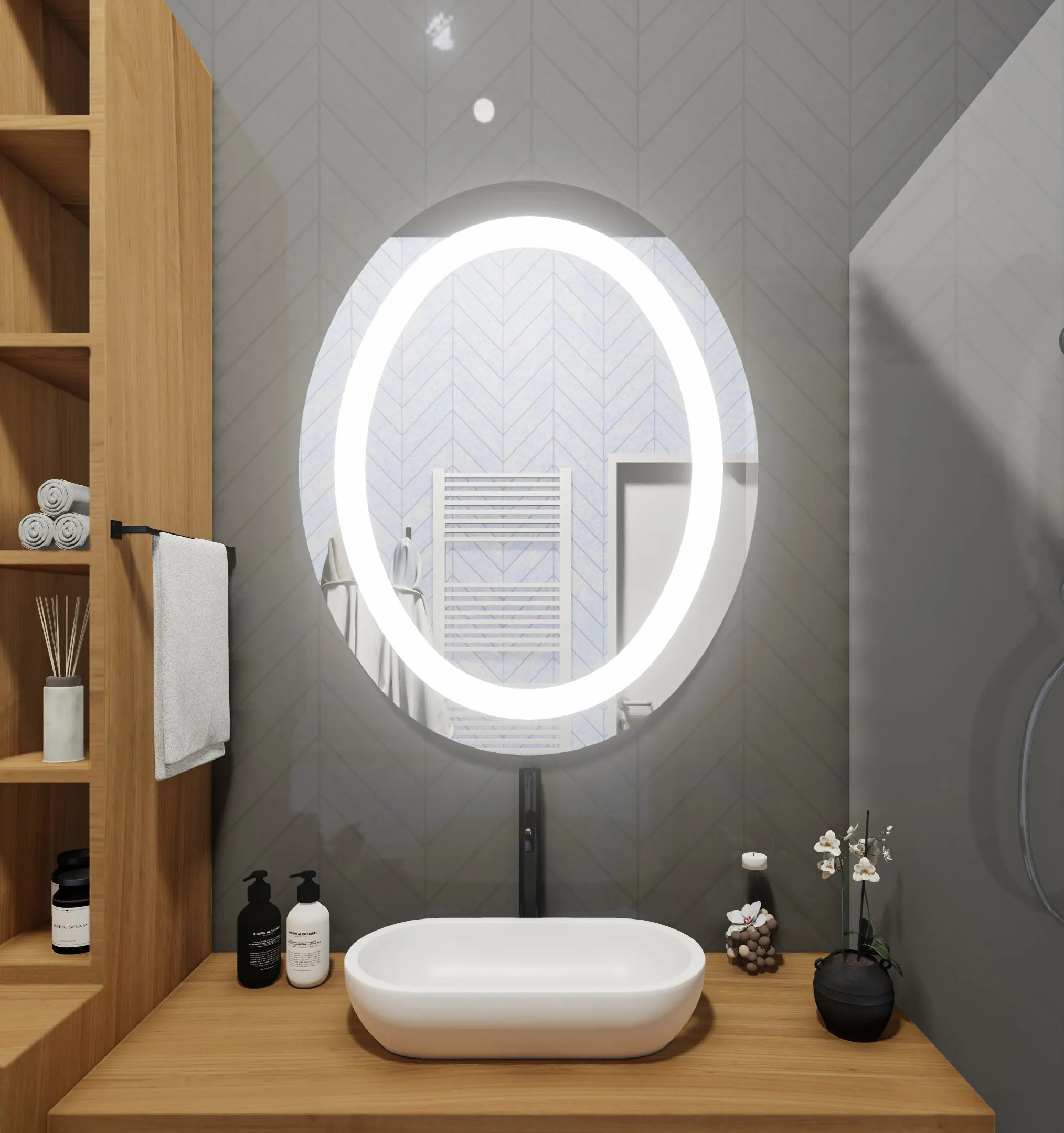 LED Mirror (Front-Lighted Oval) 30" x 36"