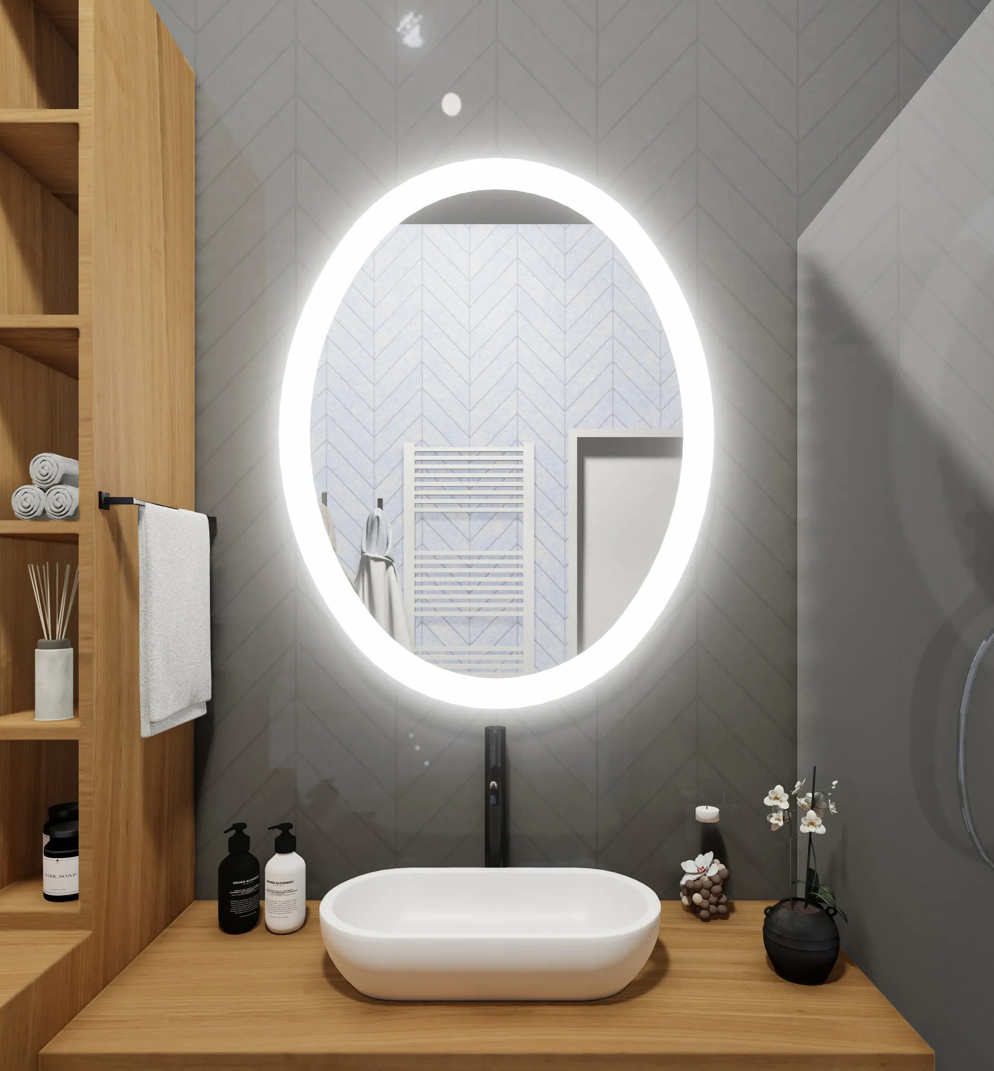 LED Mirror (Side-Lighted Oval) 30" x 36"