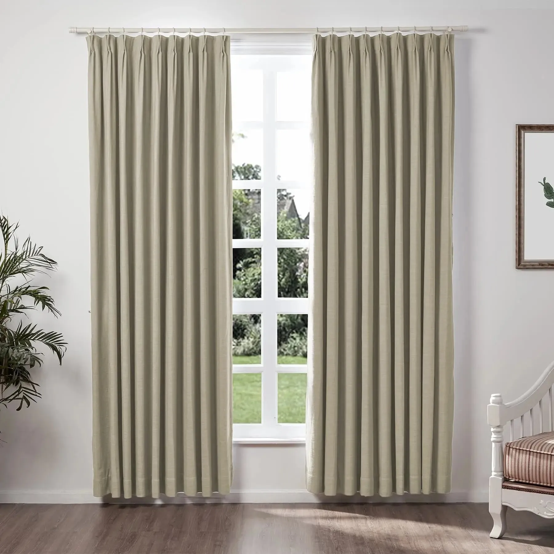 Liz Linen Pinch Pleat Ready Made Curtain with Blackout Lining