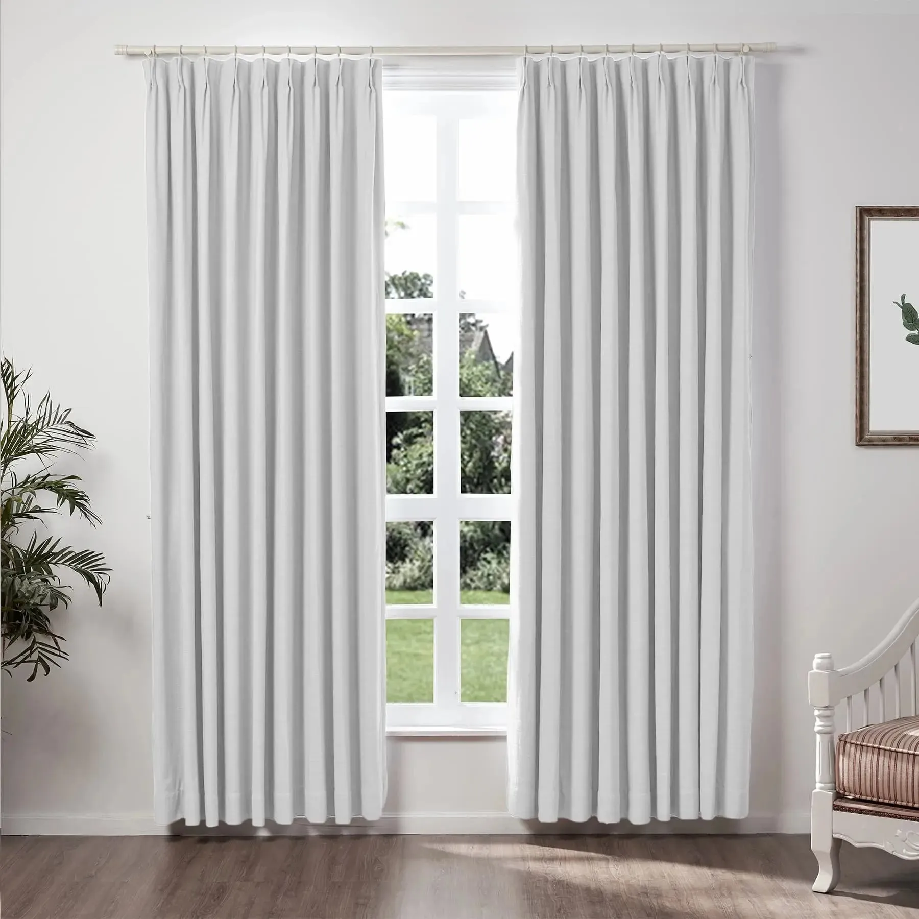 Liz Linen Pinch Pleat Ready Made Curtain with Blackout Lining