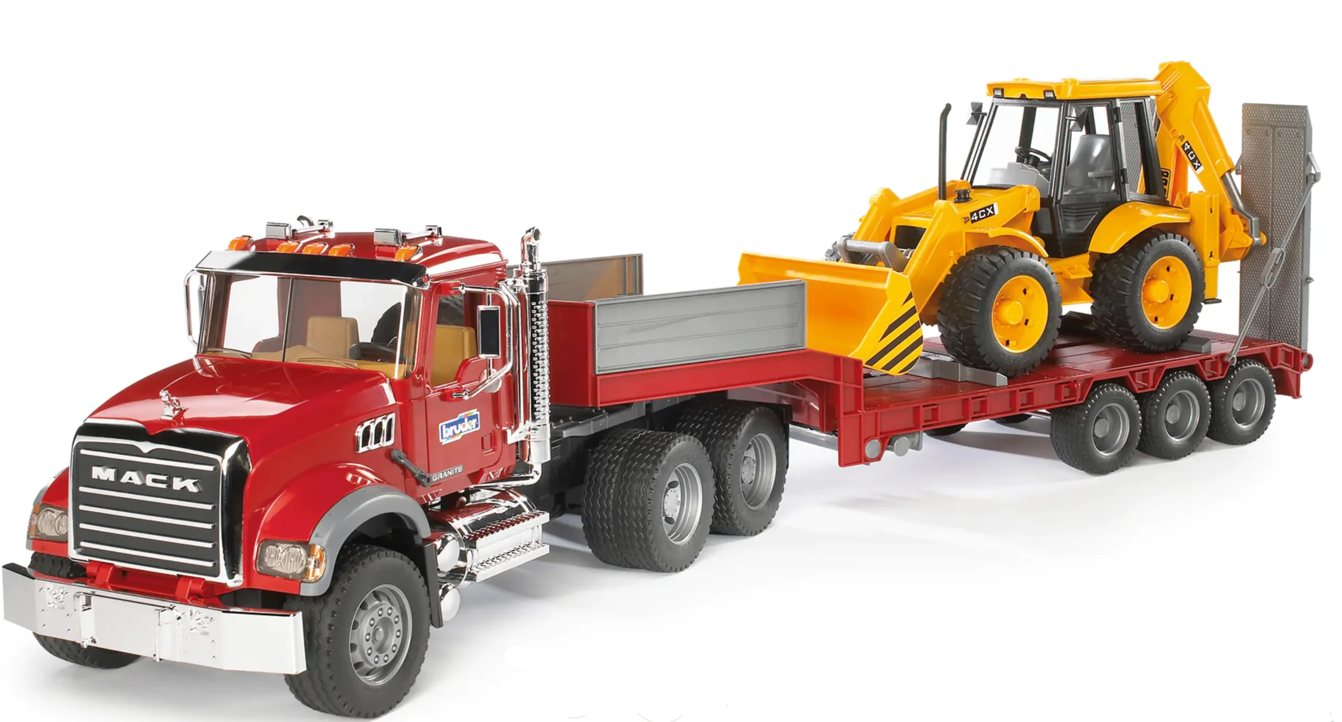 MACK Granite Truck with Low Loader and JCB Backhoe Loader