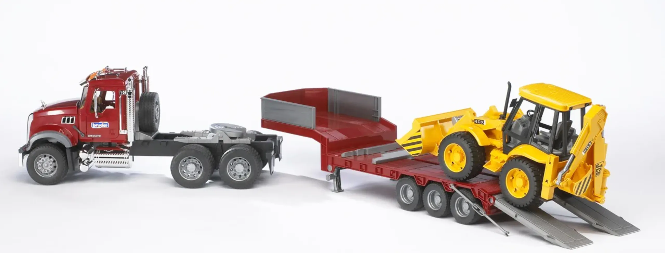 MACK Granite Truck with Low Loader and JCB Backhoe Loader