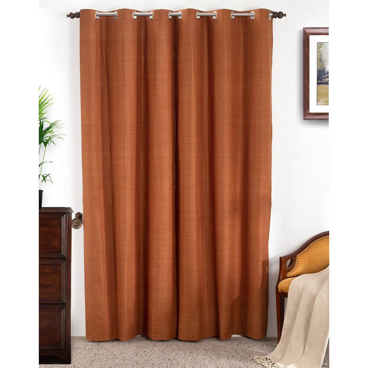 Marly Matt Solid 2PC Green Curtain Set