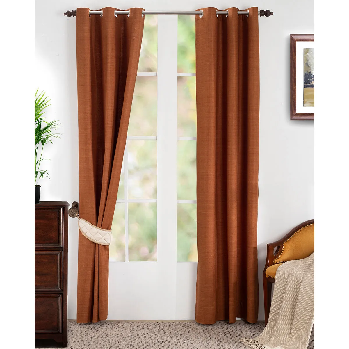 Marly Matt Solid 2PC Green Curtain Set