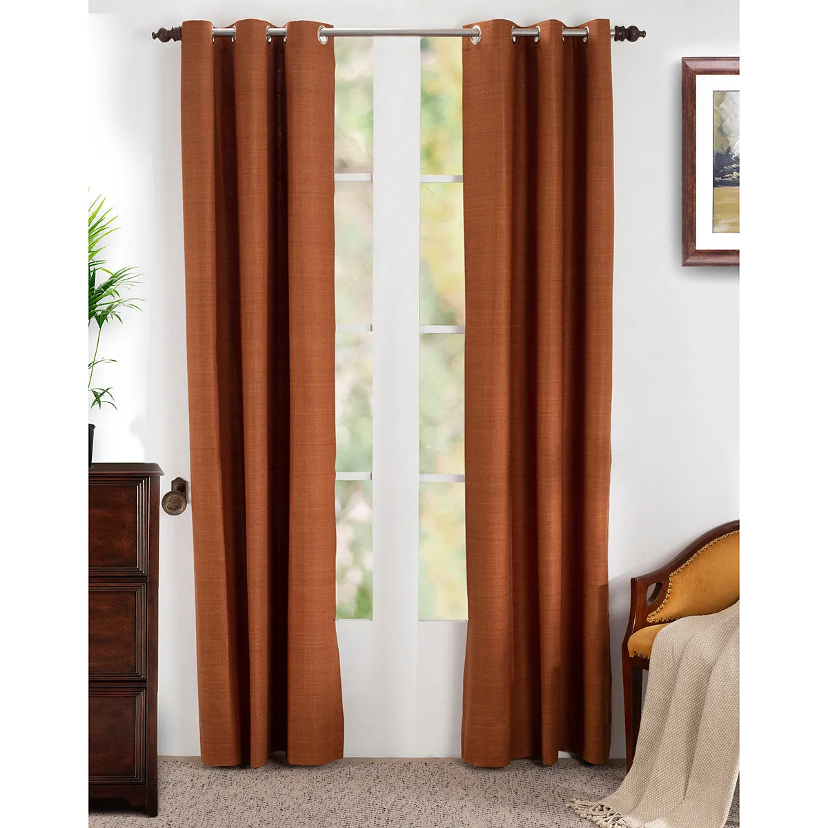 Marly Matt Solid 2PC Green Curtain Set