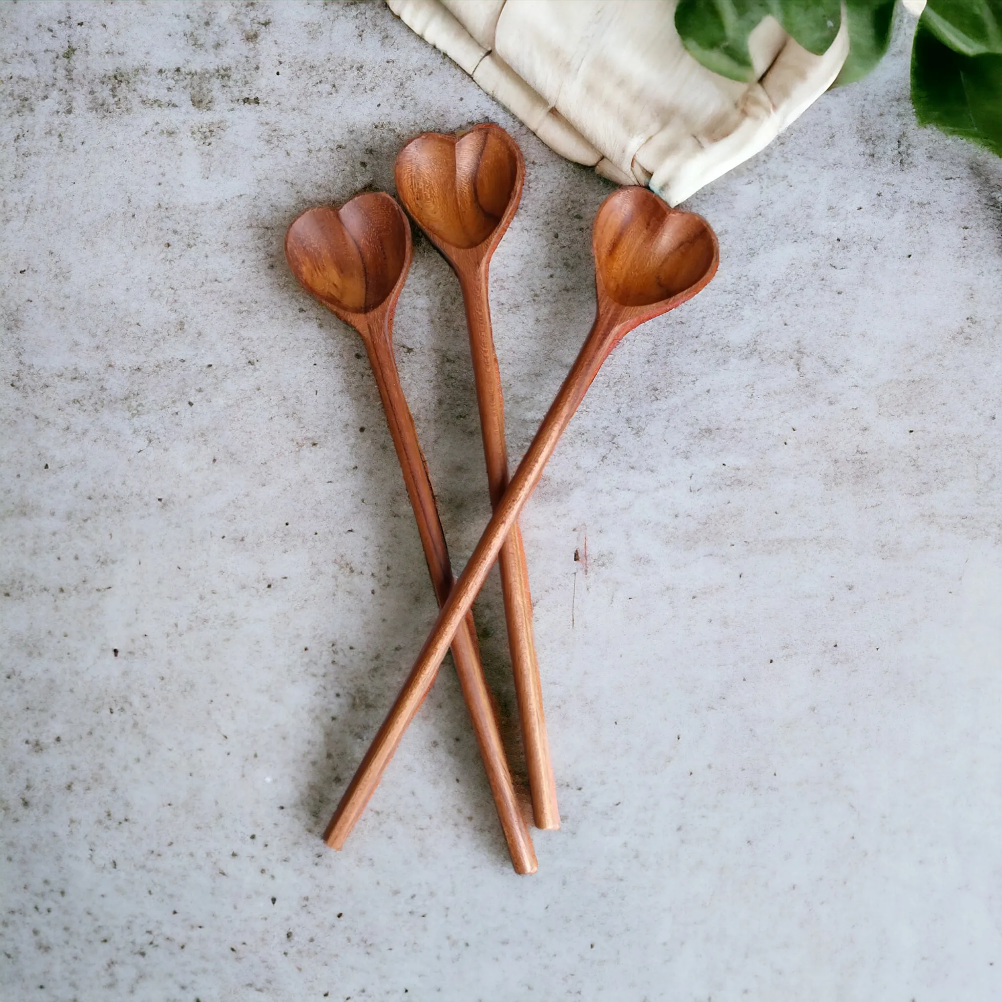 Mini heart teak wood spoon