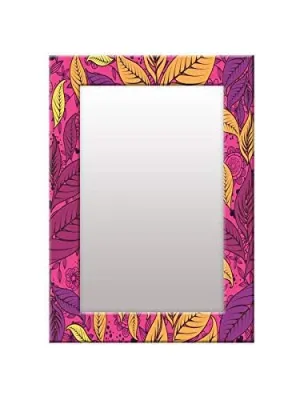 Mirrors for Bathroom Decorative Small Mirror for Decoration Blue Yellow Leaves washroom Bathroom Mirror (18x24)