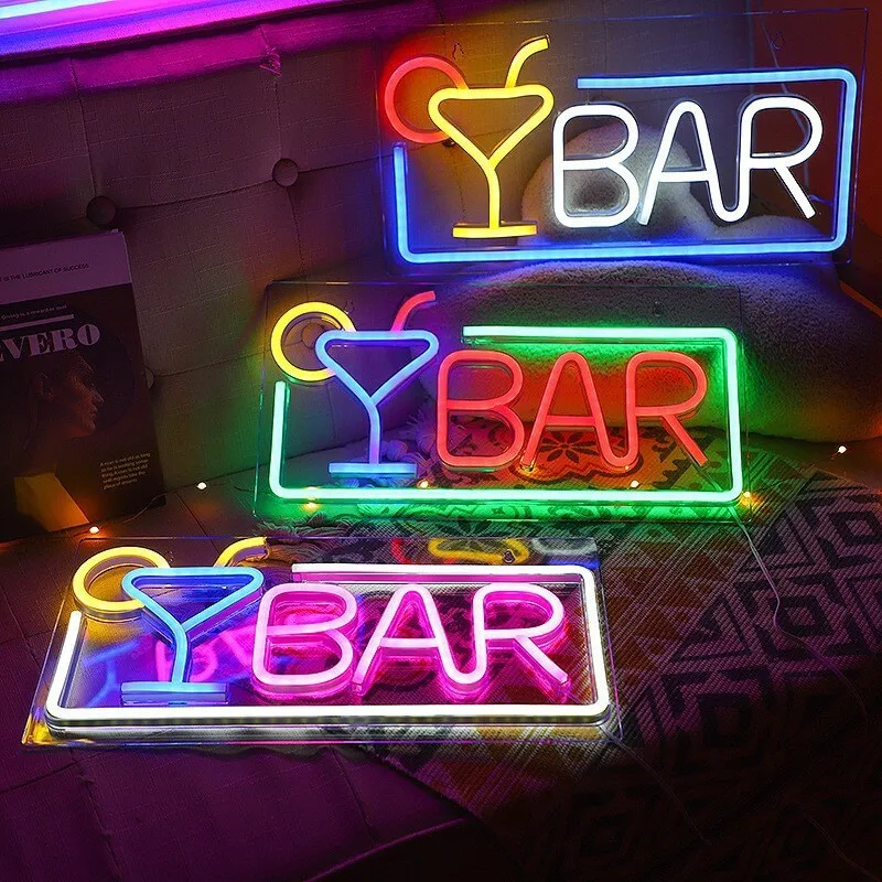 Modern Creative Letters Colorful USB Transparent Back Panel LED Neon Ambient Light