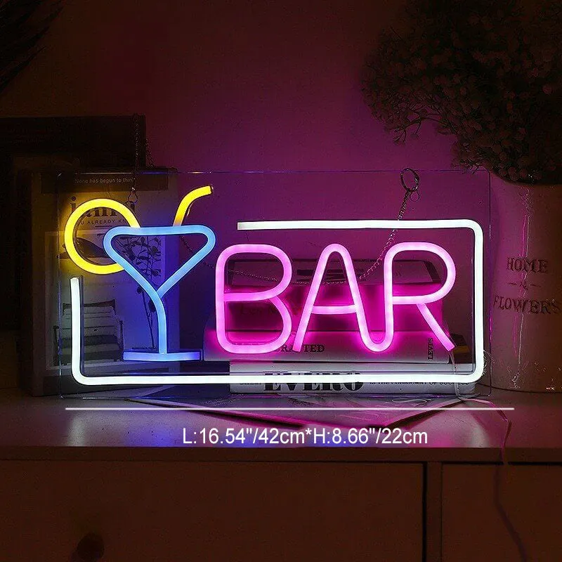 Modern Creative Letters Colorful USB Transparent Back Panel LED Neon Ambient Light