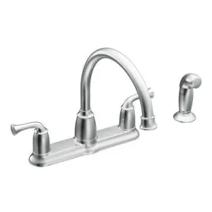 Moen Banbury 2-Handle Mid-Arc Standard Kitchen Faucet with Side Sprayer in Chrome