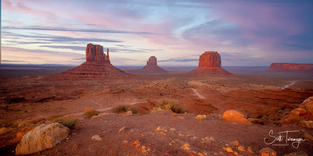 Monument Valley Sunset Fine Art Photography Curved Metal Print