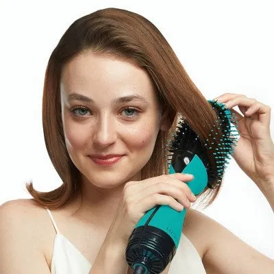 New - Revlon Salon One-Step Hair Dryer and Volumizer Hot Air Brush - Teal