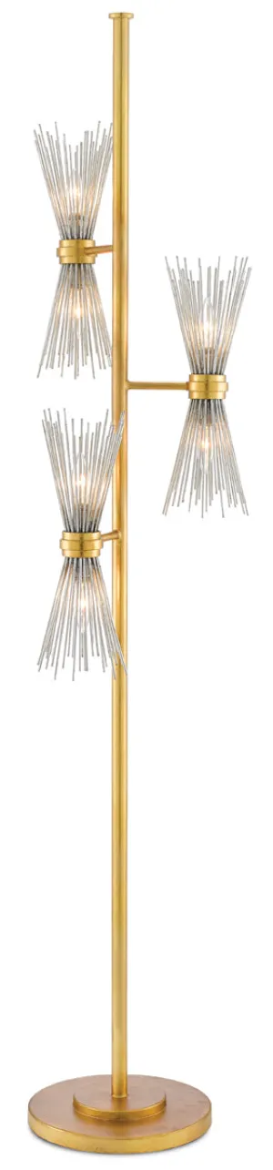 Novatude 6-Light Floor Lamp in Antique Gold Leaf & Contemporary Silver Leaf