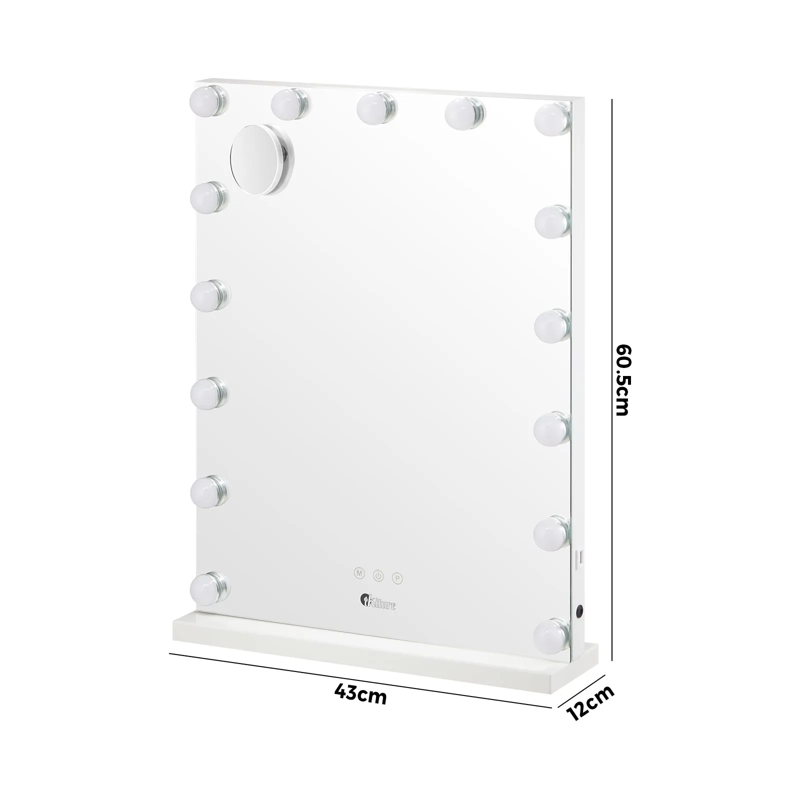 Oikiture LED Makeup Mirror Bluetooth Hollywood 61x43cm Vanity Wall Mirrors