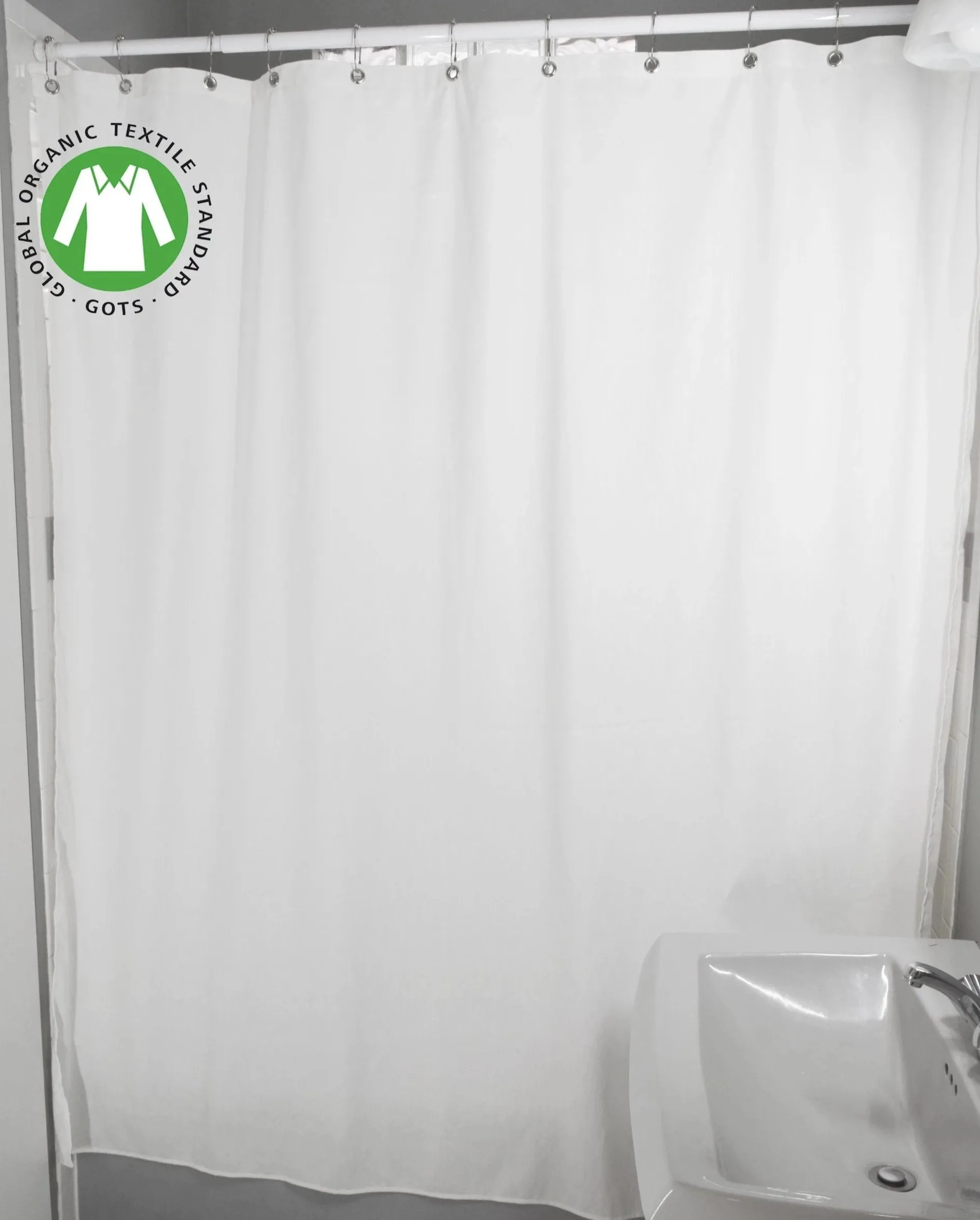 Organic Cotton Shower Curtain – Bath, Tub   Stall Sizes