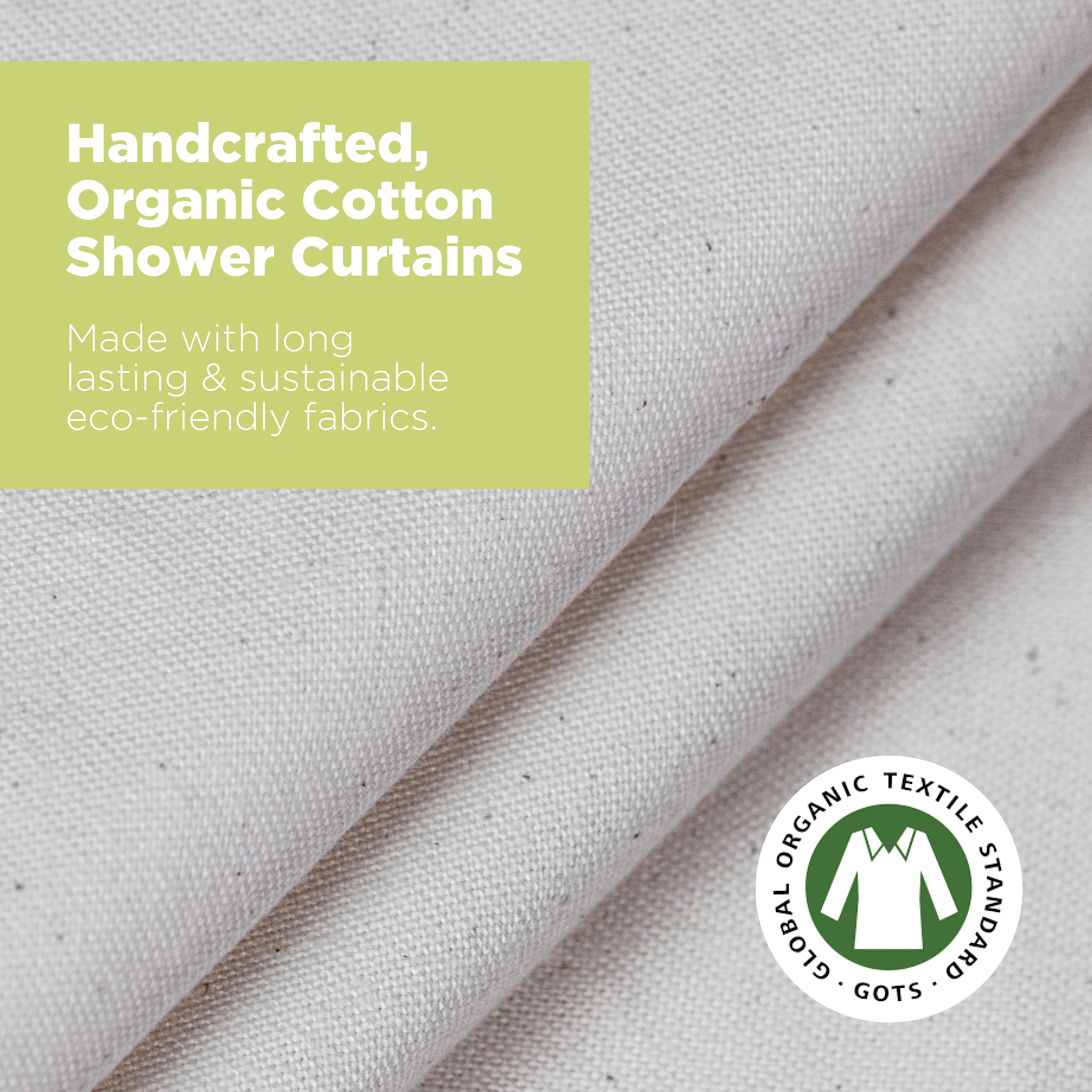 Organic Cotton Shower Curtain – Bath, Tub   Stall Sizes