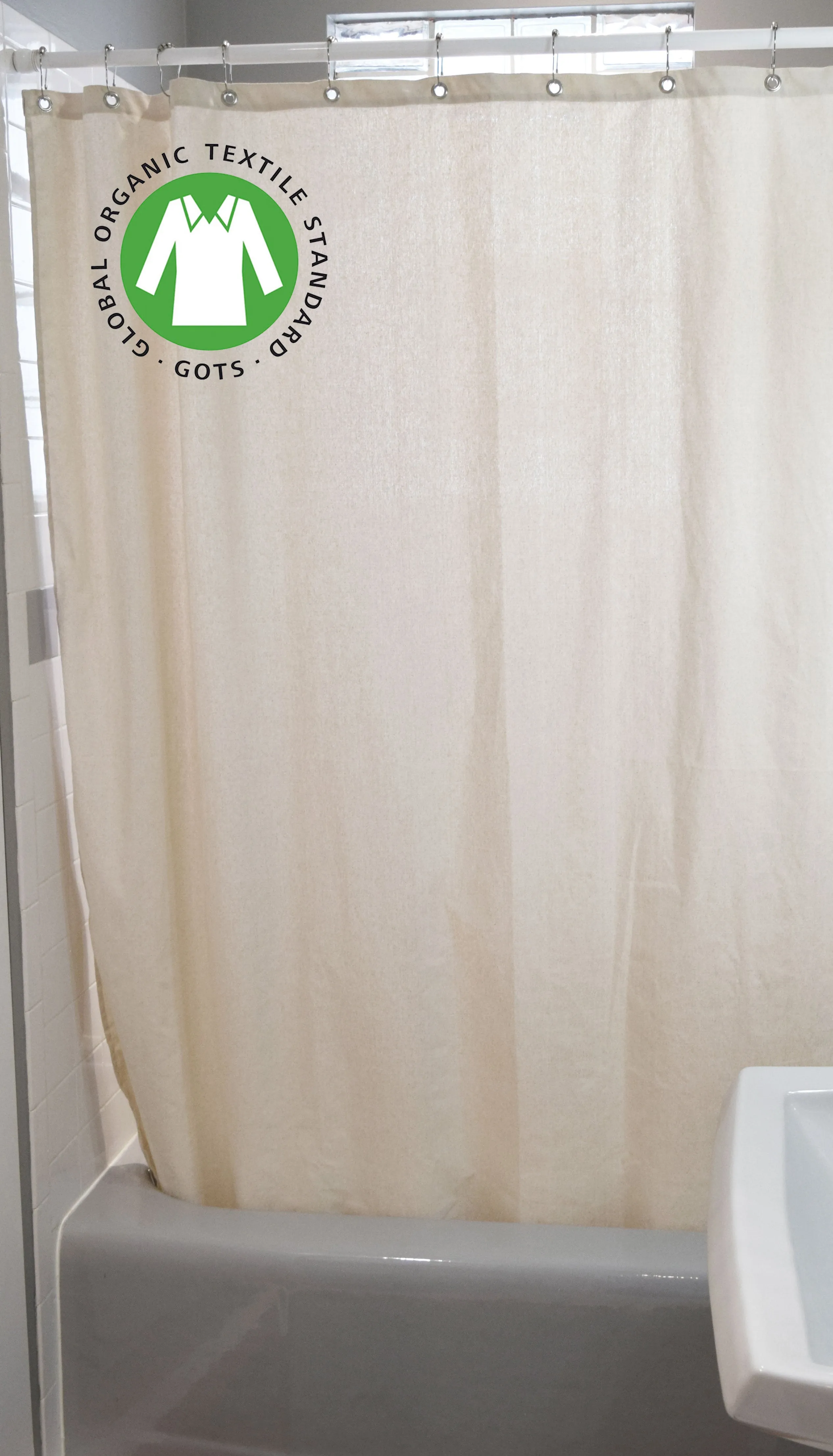 Organic Cotton Shower Curtain – Bath, Tub   Stall Sizes