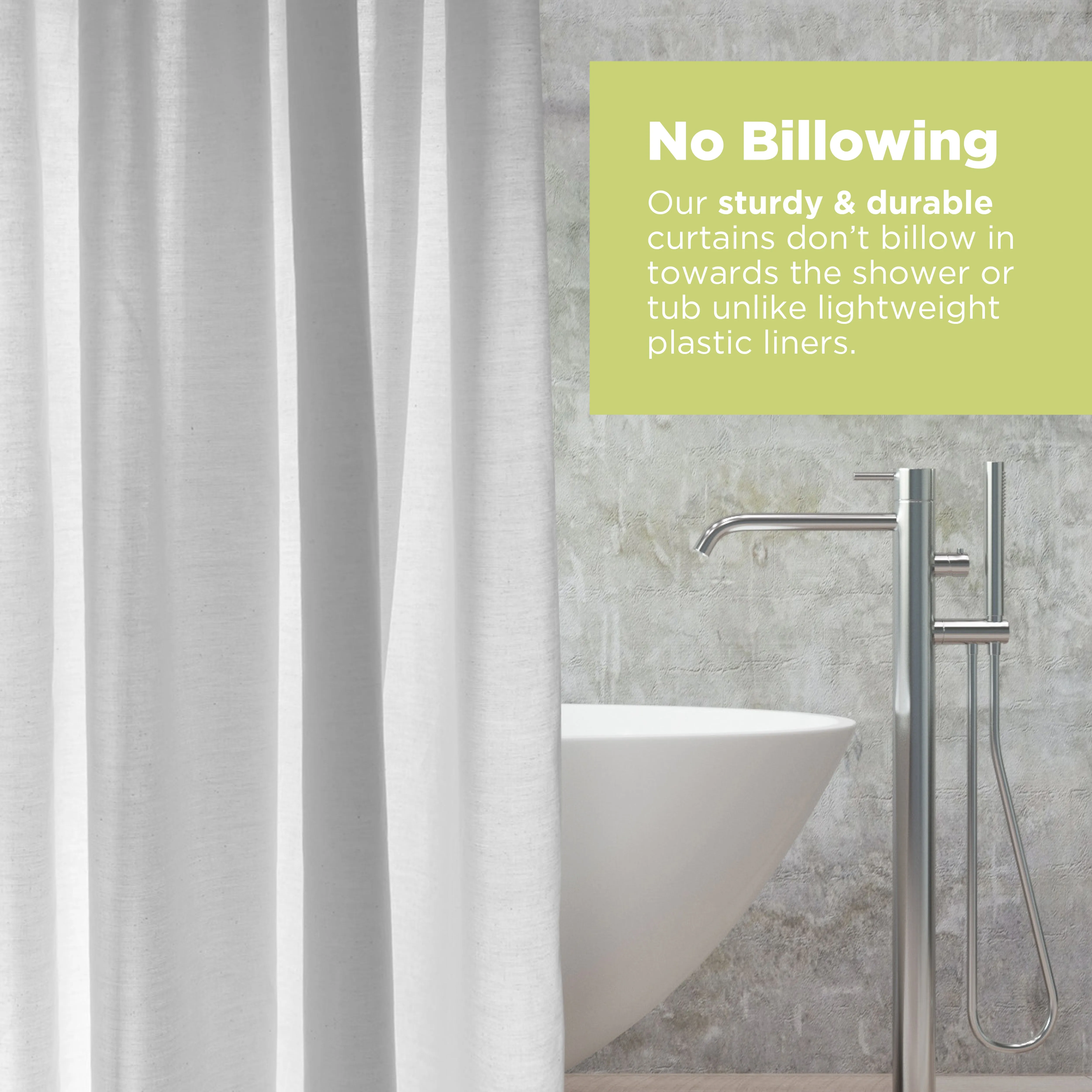 Organic Cotton Shower Curtain – Bath, Tub   Stall Sizes