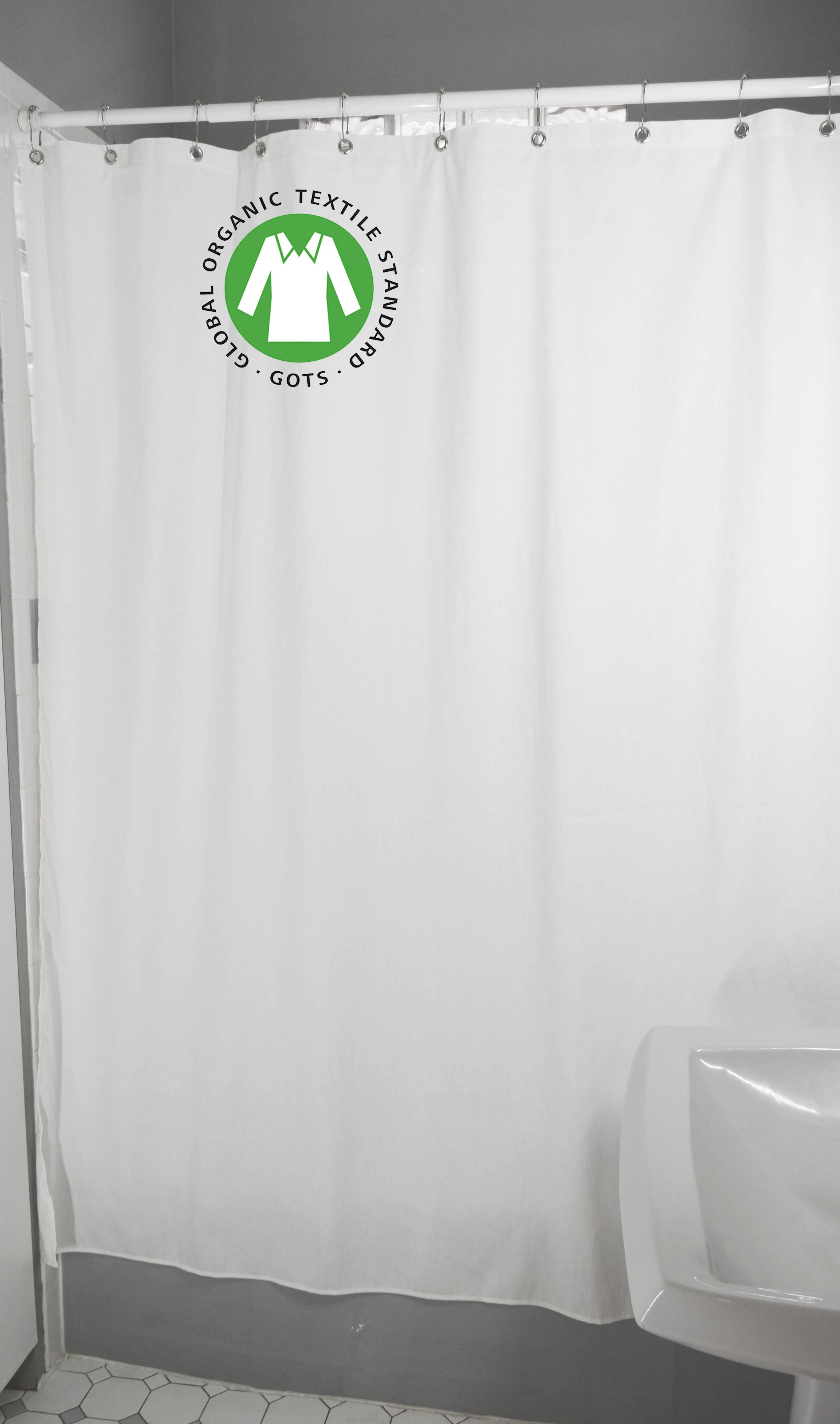 Organic Cotton Shower Curtain – Bath, Tub   Stall Sizes