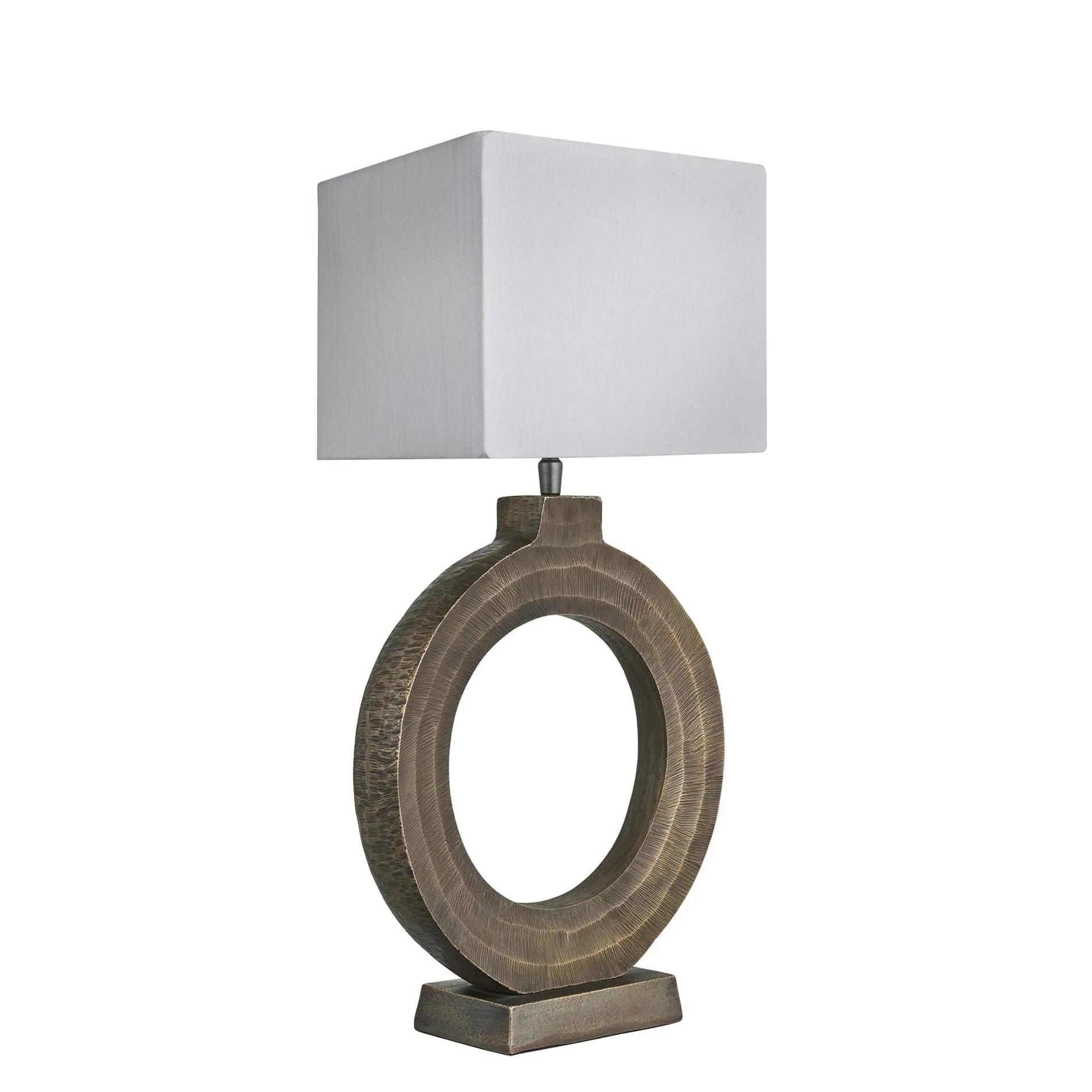 Ornate Circle Table Lamp - Brass