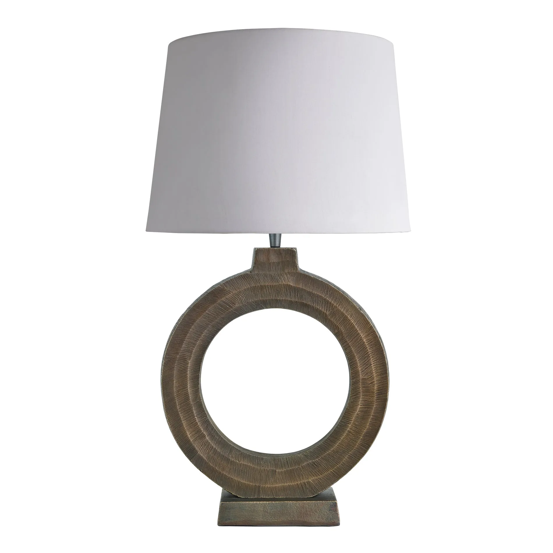 Ornate Circle Table Lamp - Brass