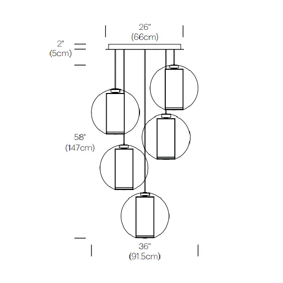 Pablo Designs Bel Occhio 5-lt Chandelier