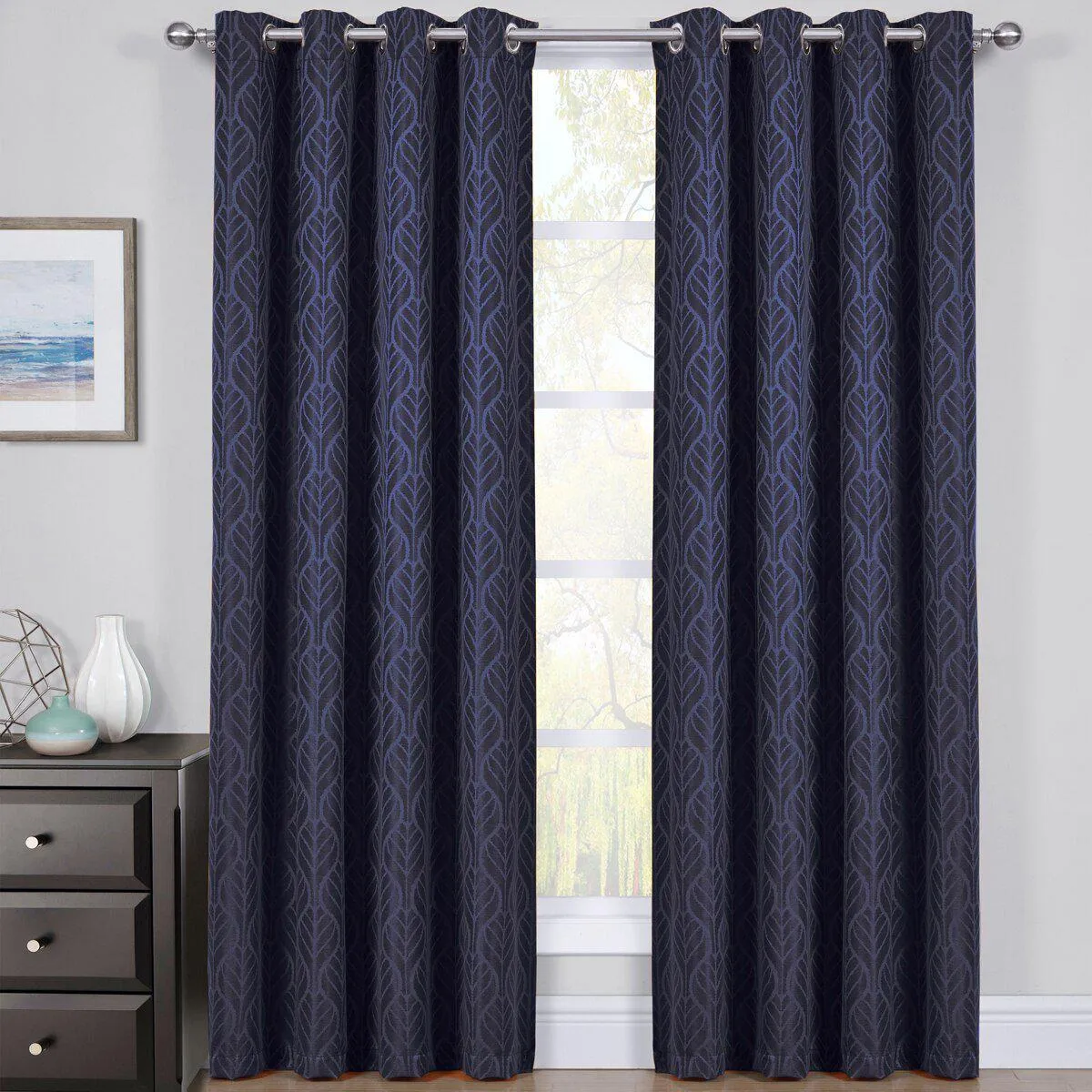 Pair Hilton Blackout Curtains Jacquard Thermal Insulated Set of 2 Panels