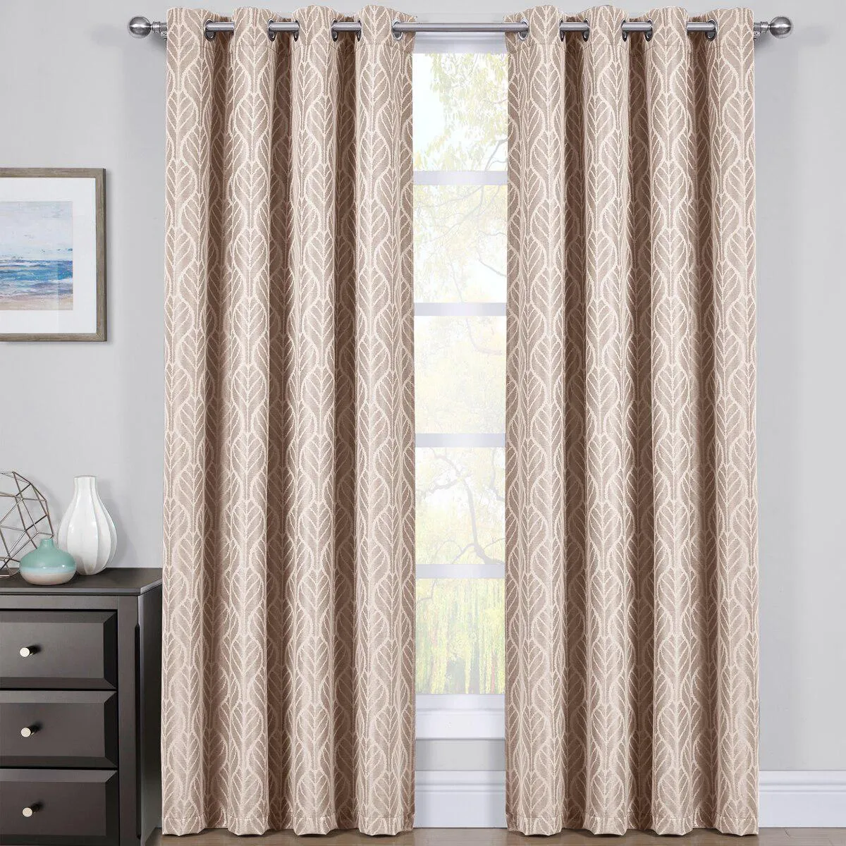 Pair Hilton Blackout Curtains Jacquard Thermal Insulated Set of 2 Panels