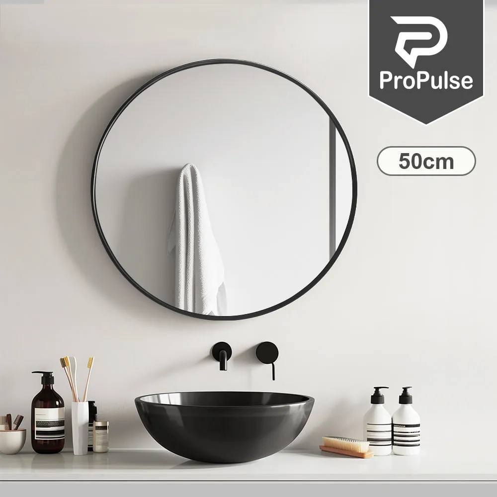 ProPulse Round Wall Mirror 50cm Bathroom Makeup Mirrors Home Decor Metal Frame