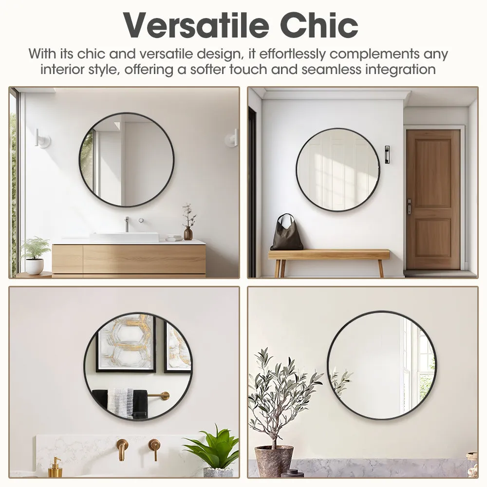 ProPulse Round Wall Mirror 50cm Bathroom Makeup Mirrors Home Decor Metal Frame